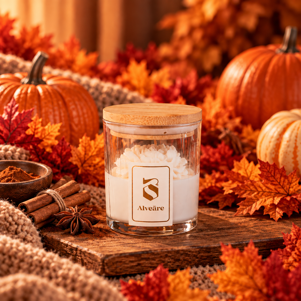 Αρωματικό Κερί με Λουλούδι - Pumpkin Spice
